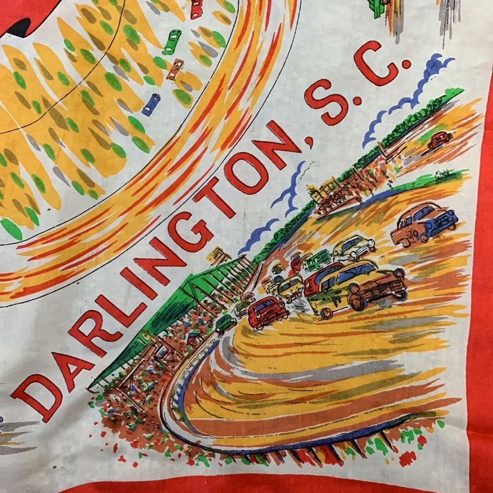 Vintage NASCAR silk scarf Southern 500 / Darlington, SC